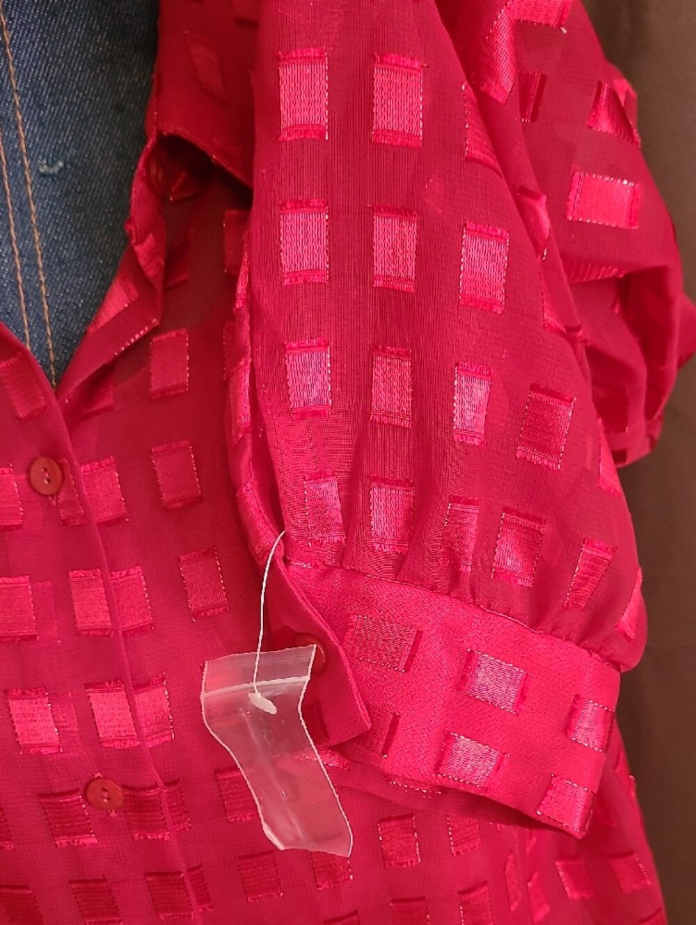 Voir Collection Women's Cherry Red Sheer Blouse And Tank - Picture 4 of 12